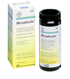 Microalbustix, visuell, 25 St. Albumin/Kreatinin im Urin Microalbustix, visuell, 25 St. Albumin/Kreatinin im Urin