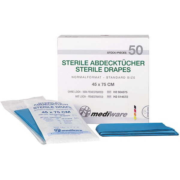 Abdecktücher ohne Loch 37 x 45cm 2-lagig, steril, 75 St. Abdecktücher ohne Loch 37 x 45cm 2-lagig, steril, 75 St.