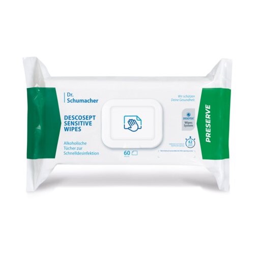 Descosept Sensitive Wipes 60 St. alkoholische Wischdesinfektion zur Schnelldesinfektion, im Flowpack