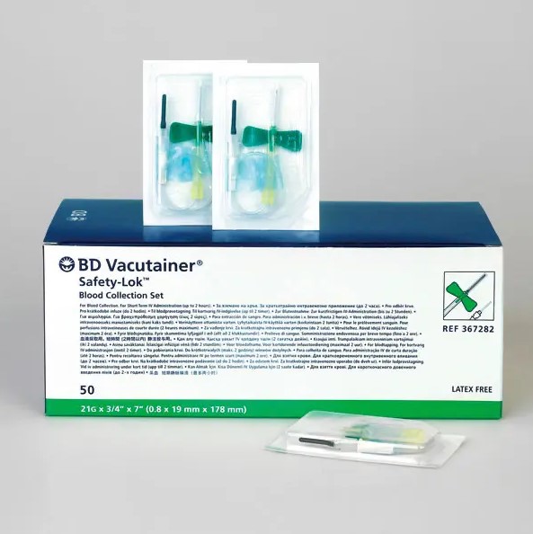 BD Vacutainer Safety-Lok Blutentnahme-Set mit Luer-Adapter, 50 St. BD Vacutainer Safety-Lok Blutentnahme-Set mit Luer-Adapter, 50 St.