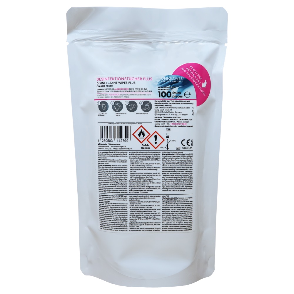 Desinfektionstücher Plus Classic Fresh Nachfüllpack, 100 St.