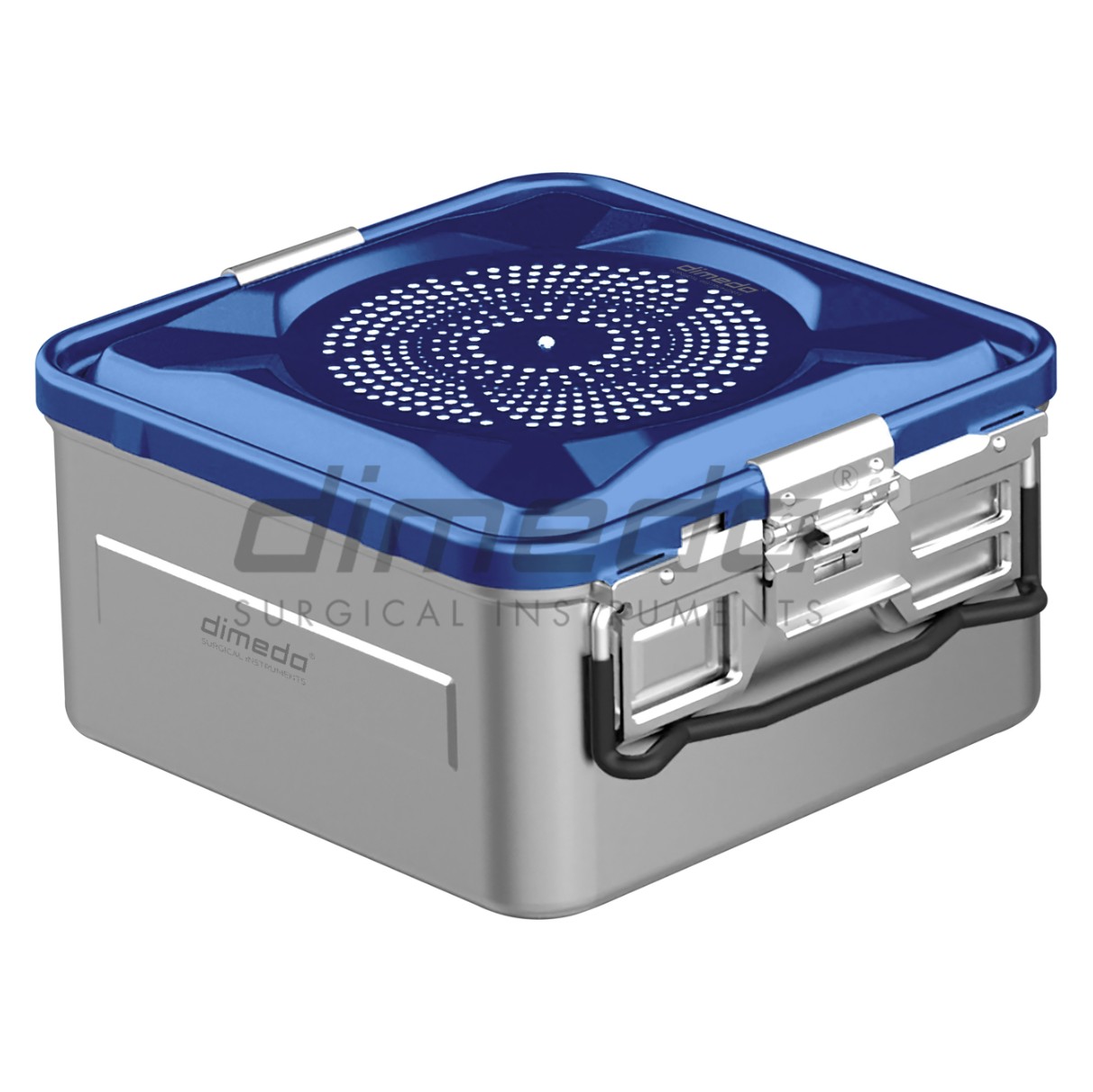 Sterilisationscontainer mit gelochtem Deckel in blau - Außenmaße: 310 x 280 x 150mm