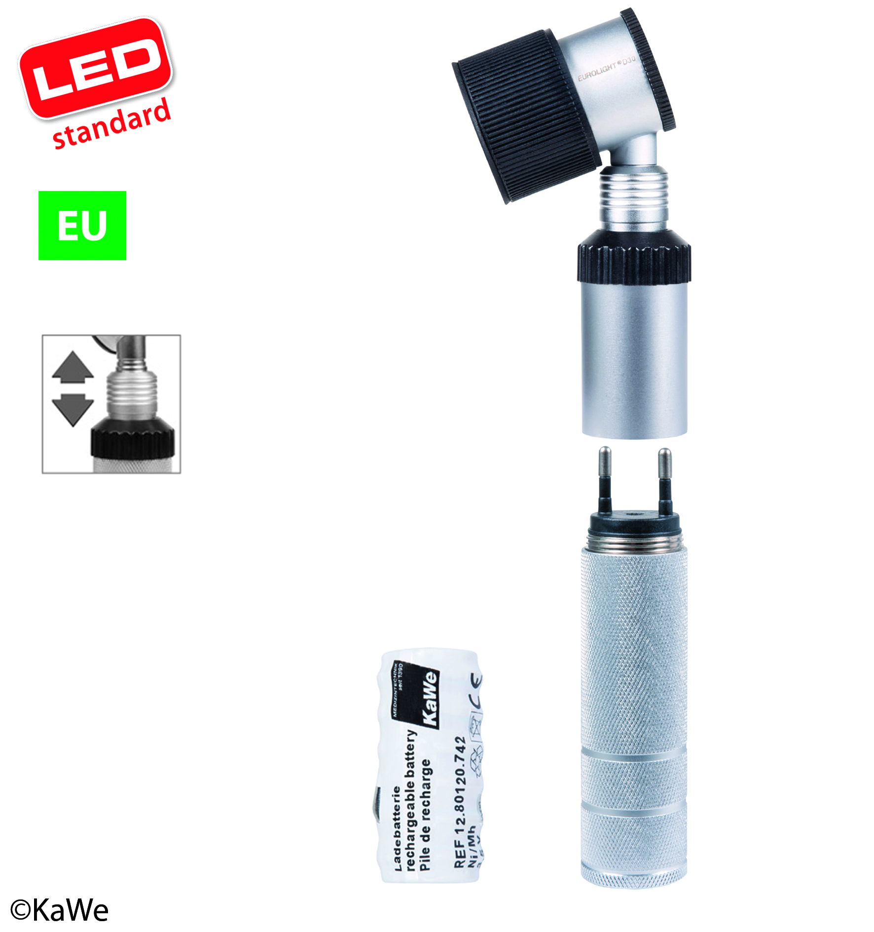 Dermatoskop Eurolight® D30 LED 3,5 V, 10-fache Vergrößerung, 25mm Kontaktscheibe mit Skala inkl.