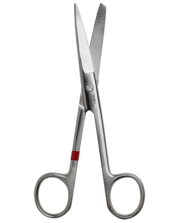 Einmal-Schere chirurgisch 14,5cm, stumpf/spitz, gebogen 25 Stück, aus Metall