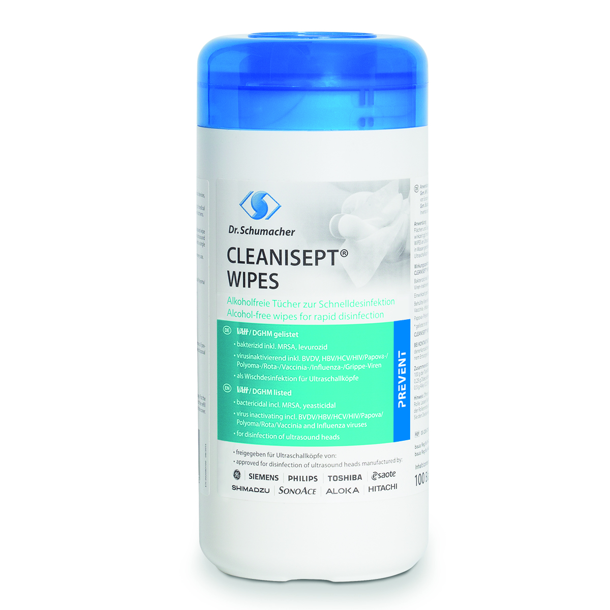 Cleanisept Wipes 100 St. -Dose Wischdesinfektion für Ultraschallgeräte - alkoholfrei