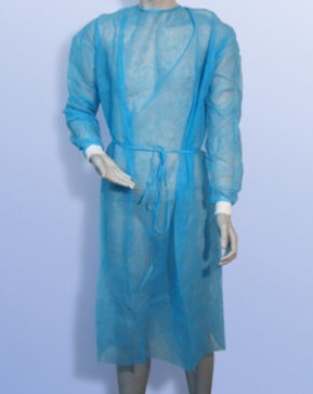 Schutzkittel blau, 10 Stück hinten offen, elastischer Bund Schutzkittel blau, 10 Stück hinten offen, elastischer Bund