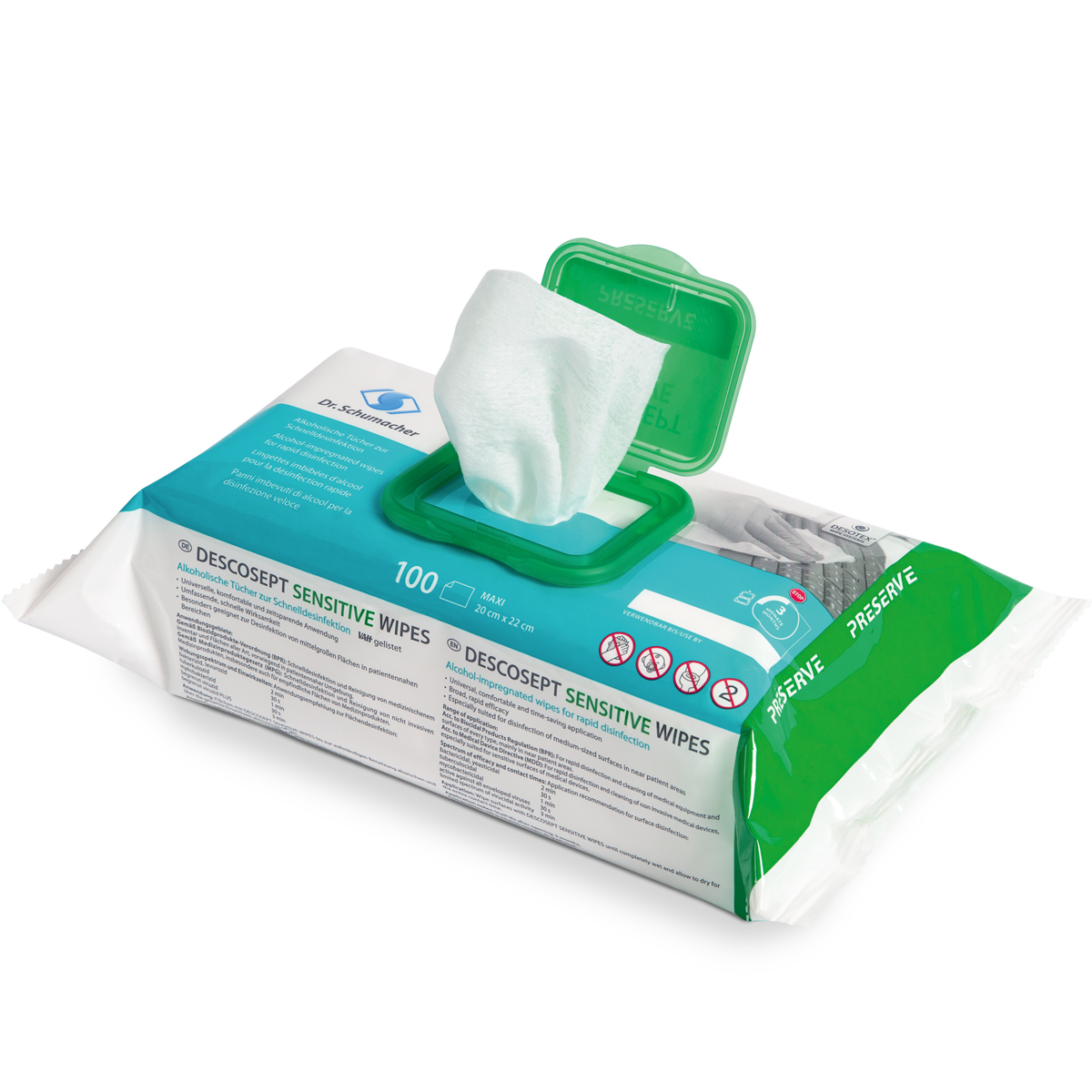 Descosept Sensitive Wipes (BIO) 100 St. alkohol. Wischdesinfektion zur Schnelldesinf., im Flowpack