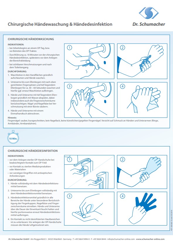 Arbeitsanleitung chirurgische Händedesinfektion