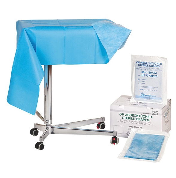 Abdecktücher ohne Loch 90 x 150cm 3-lagig, steril, 25 St. Abdecktücher ohne Loch 90 x 150cm 3-lagig, steril, 25 St.