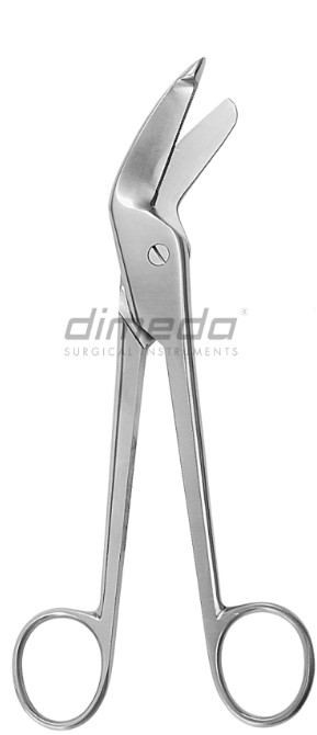 Verbandschere für kleine Gipsverbände 16cm, gebogen, vorderes Blatt gezahnt