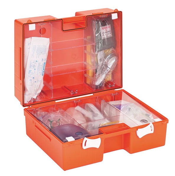 Lifebox® 1 Basis, Notfallkoffer aus orangenem ABS Kunststoff, gefüllt, 46 x 36 x 22cm Lifebox® 1 Basis, Notfallkoffer aus orangenem ABS Kunststoff, gefüllt, 46 x 36 x 22cm