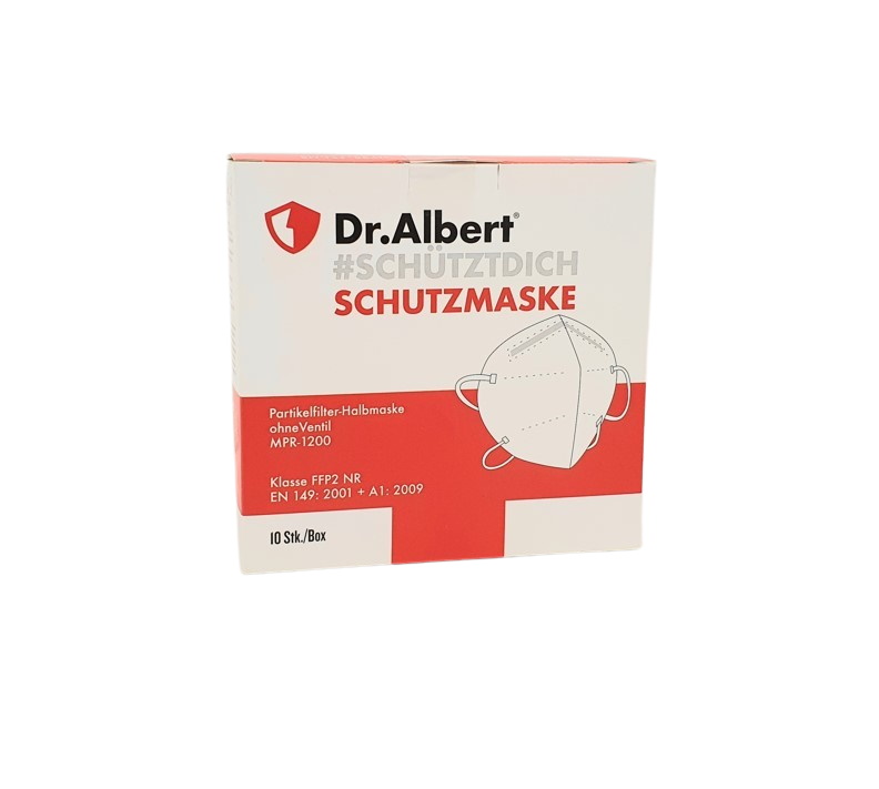 FFP2 Maske Dr. Albert  -WEISS- ohne Ventil, EN 149 2001, 1 St. FFP2 Maske Dr. Albert  -WEISS- ohne Ventil, EN 149 2001, 1 St.