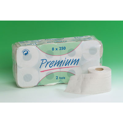 Toilettenpapier 2-lagig, naturweiß Tissue, 64 Rollen á 250 Blatt