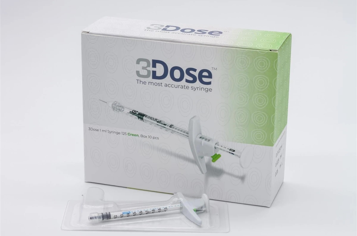 3Dose 1ml Spritze Luer-Lock, 125 Green: 0,0125 ml, 0,025 ml und 0,05 ml, 10 Stück 3Dose 1ml Spritze Luer-Lock, 125 Green: 0,0125 ml, 0,025 ml und 0,05 ml, 10 Stück