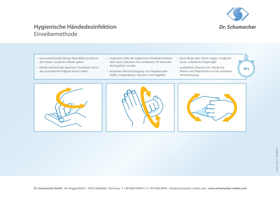 Arbeitsanleitung hygienische Händedesinfektion