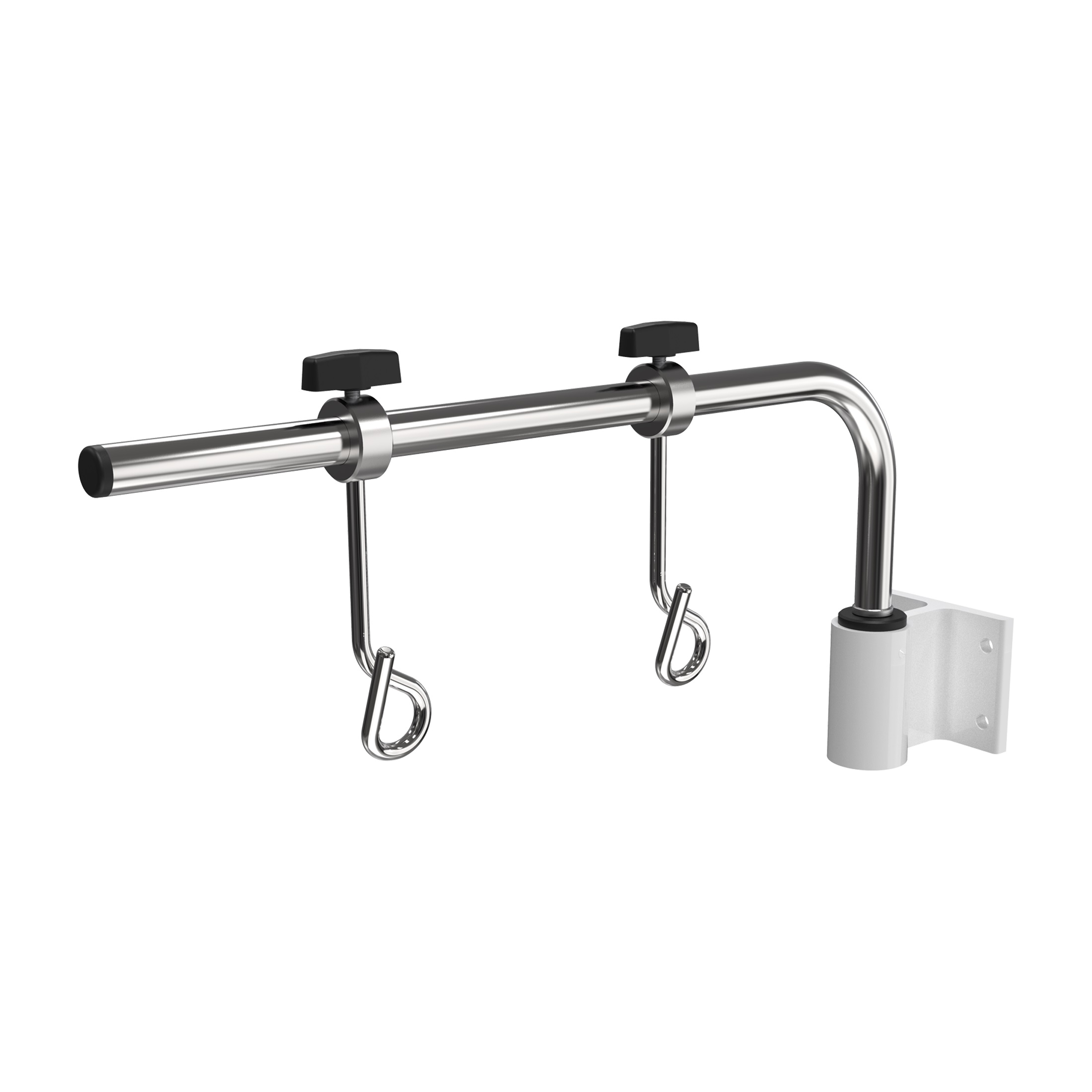 Wand-Infusionshalter aus Edelstahl/Aluminium mit 2 Haken, schwenkbar