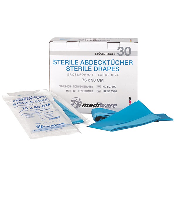 Abdecktücher ohne Loch 75 x 90cm 2-lagig, steril, 30 St. Abdecktücher ohne Loch 75 x 90cm 2-lagig, steril, 30 St.