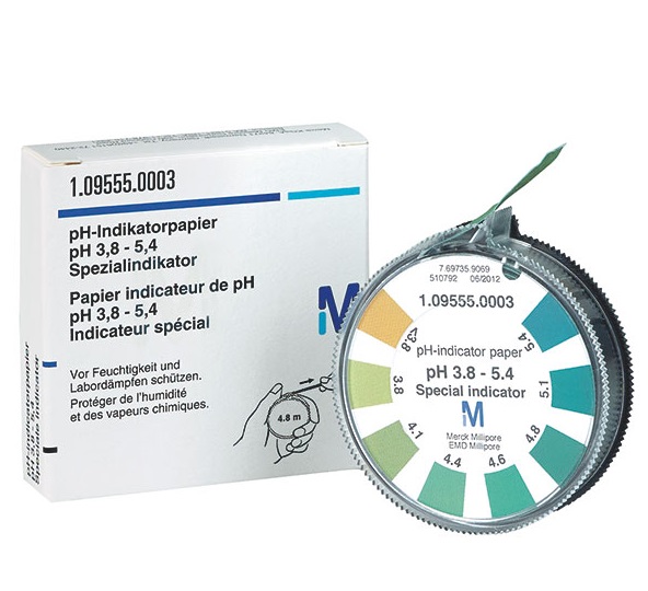 Merck pH Indikatorstäbchen pH 3,8 - 5,4 3 Rollen Merck pH Indikatorstäbchen pH 3,8 - 5,4 3 Rollen
