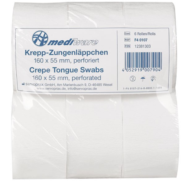 Zungenläppchen-Kreppfix 5,5cm x 25m, 6 Rollen
