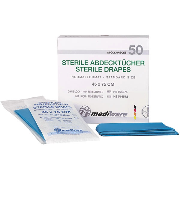 Abdecktücher ohne Loch 45 x 75cm 2-lagig, steril, 50 St. Abdecktücher ohne Loch 45 x 75cm 2-lagig, steril, 50 St.