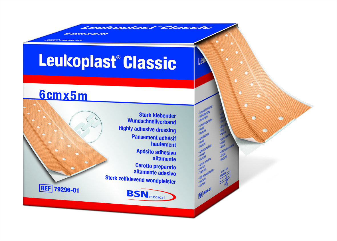 Leukoplast® classic - robuster und strapazierfähiger Wundschnellverband. 5m Rolle